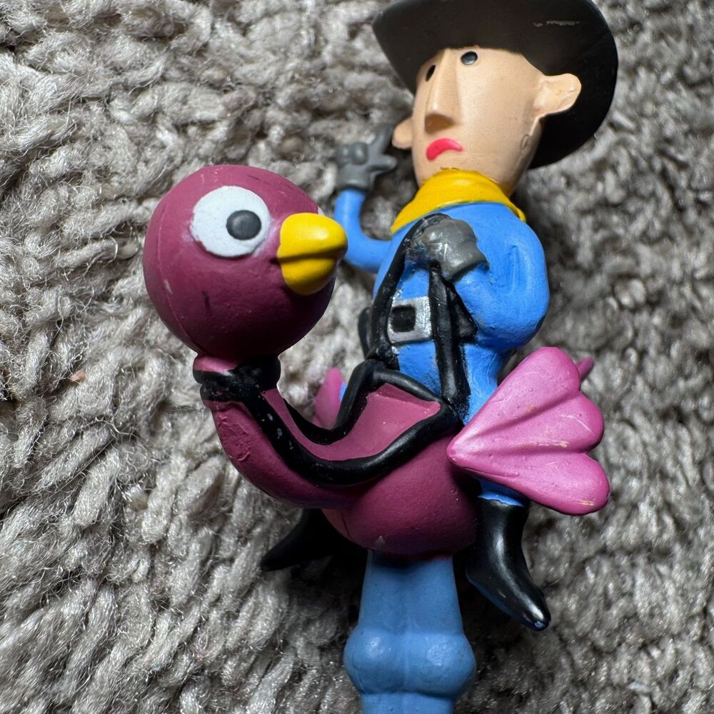 Cowboy Riding OSTRICH Plastic Figure Island Misfit Toy 2002 Rudolph 3" Tall VTG - Picture 5 of 6